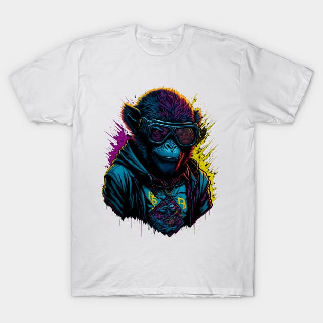 Cool Monkey Lover Sunglasses Art T-Shirt by VisionDesigner